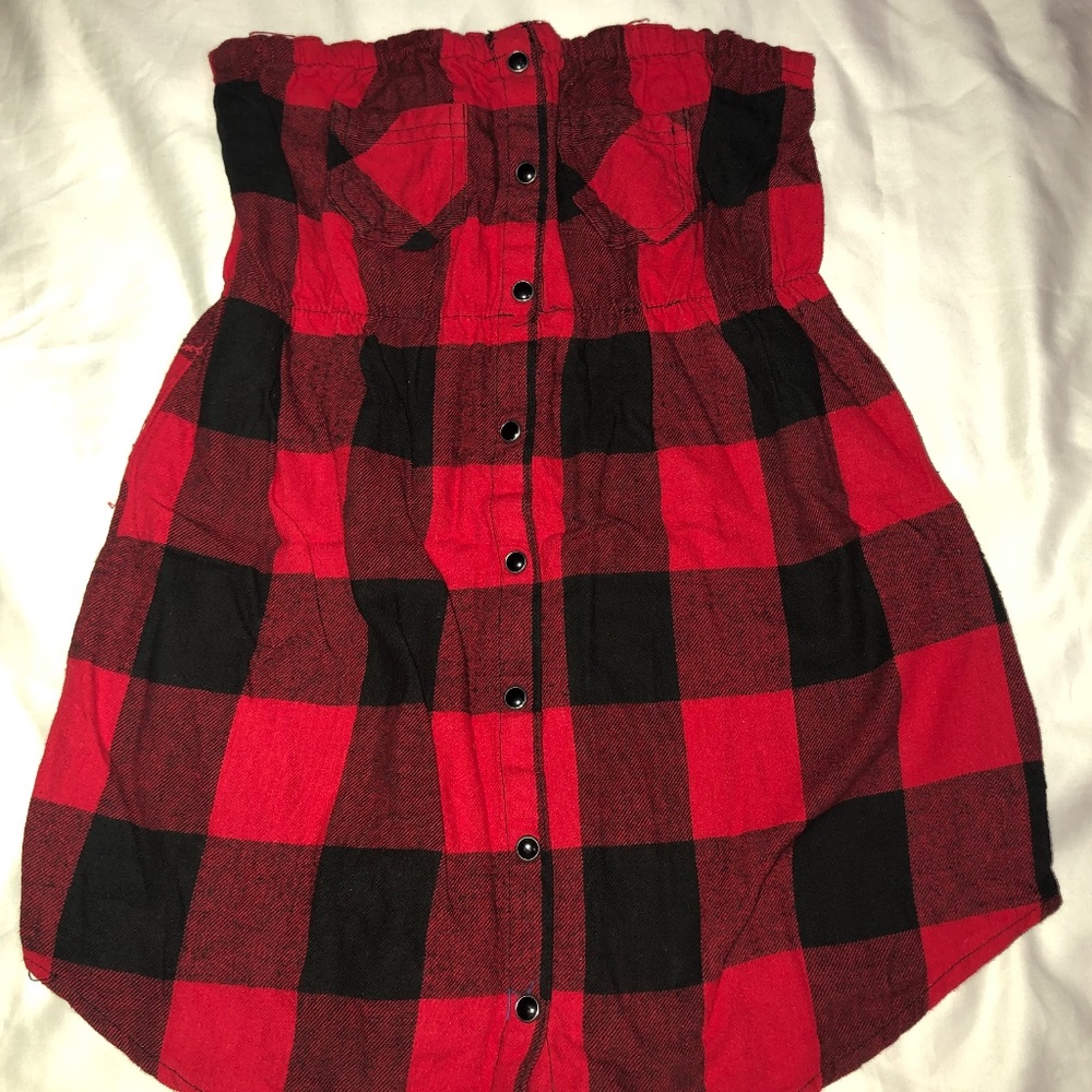 Strapless Flannel Top